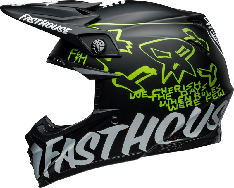 Bell Moto-9S Flex Fasthouse MC Core, Motocrosshelm - Matt Schwarz/Weiß/Gelb - S