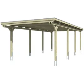SKANHOLZ Carport Emsland 4,04 x 8,46 m unbehandelt mit EPDM-Dach und Regenrinne