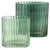 Boltze Gruppe - Vasen tulipa, grünes Glas, 2er-Set
