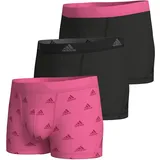 adidas Herren Boxershorts, 3er Pack Active Flex Cotton Logo, einfarbig Pink/Schwarz L