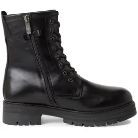 Marco Tozzi Damen Schnürstiefel ohne Absatz aus Leder Winter, Schwarz (Black), 38 EU