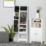 Schmuckschrank, Freistehender Aufbewahrungsschrank, Schmuckkästchen Mit Spiegel, Mehrere Fächer, Weiße Led-beleuchtung