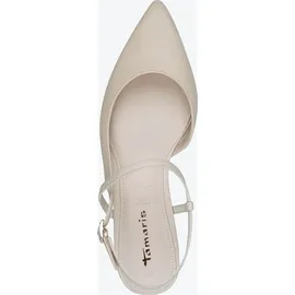 TAMARIS Damen Sling Pump mit Blockabsatz Leder, beige, 38 EU
