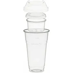 VEPATIM 100x BIO Trinkbecher 500ml+Domdeckel+ 120ml Einsatzbecher stapelbar PLA