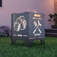 MOCAVI Feuerkorb Grillen 52 cm | 3 mm Stahl personalisiert Feuerschale eckig Feuertonne Outdoor massiv robust sicher Design-Brenntonne für Garten und Terrasse Feuerstelle hitzefest Feuersäule