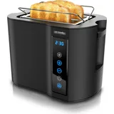 Arendo Toaster Kurzschlitz, Brötchenaufsatz, Wärmeisoliertes Gehäuse, Display, Touch