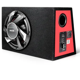 Vevor Auto Subwoofer Set mit Bestücktem Gehäuse 305 mm, Komplettes Subwoofer- und Verstärkerpaket 245 W RMS, mit Integriertem Verstärker & Verkabelungssatz, Kompakt für Auto-Audiosysteme