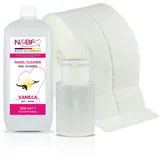 NAILS FACTORY Nagel Cleaner Set mit Duft 500ml + Dispenser Pumpflasche Weiss 150ml + 1000 Zelletten Cellulose Pads (2 Rollen à 500 Stück) - 70% Isopropanol-Alkohol – für Gelnägel – (Vanille)