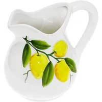 Lashuma Handgemachter Keramik Krug, Milchkanne aus Italienischer Keramik mit Zitronen Reliefdekor, Kännchen Füllmenge 500 ml