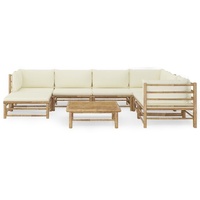 vidaXL 8-tlg. Garten-Lounge-Set mit Cremeweißen Kissen Bambus