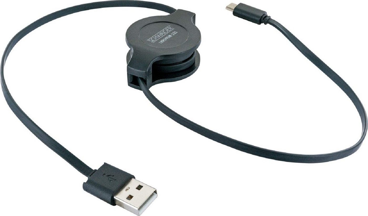 Schwaiger Schwaiger LKR090M 533 flaches ausziehbares Micro-USB Sync/Ladekabel Smartphone-Kabel schwarz
