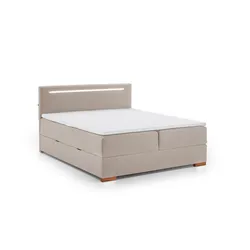 Meise Möbel Cooper I Boxspringbett Holzfuß/Stoff Faro - Braun