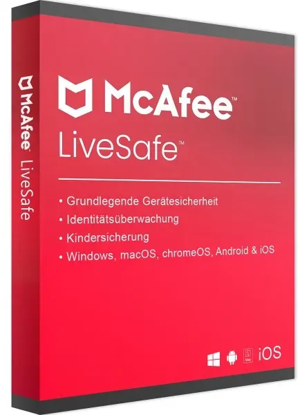 McAfee LiveSafe & VPN 2025 | Windows / Mac / Android & iOS | 1 Gerät | 1 Jahr