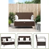 The Living Store - Gartenbank 2-sitzer Mit Kissen Braun Poly Rattan - Gartenbank - Outdoor Möbel - Balkonmöbel - Terrassenmöbeln - Rattan Gartenbank