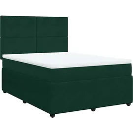 vidaXL Boxspringbett 140 x 200 cm Dunkelgrün