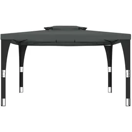 vidaXL Pavillon mit Doppeldach Anthrazit 3,98x2,98 m Stahl