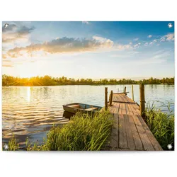 Poster REINDERS "Sonnenaufgang", blau (farbe bild(er): blau), B:80cm H:60cm T:0,1cm, Leinwand, Bilder, Outdoor für Garten oder Balkon
