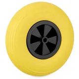 Relaxdays Schubkarrenrad 3.50-6, Vollgummi, Kunststofffelge, Ersatzrad Schubkarre, pannensicher, 100 kg, gelb/schwarz