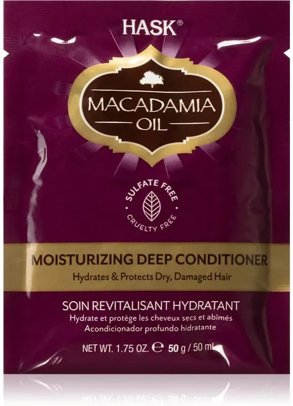 HASK Macadamia Oil feuchtigkeitsspendender Conditioner für trockenes, beschädigtes und gefärbtes Haar 50 ml