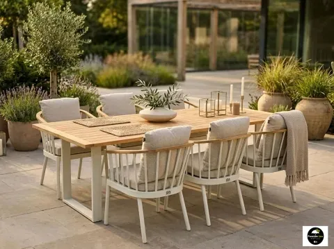 Apple Bee Condor Dining-Set 2 Oyster Tisch 240x95cm mit 6 Sesseln
