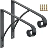 Natliedop Handlauf 1-2 Stufen Veranda Handlauf Schmiedeeisen Handlauf Grab Rail Einzelpfostengeländer Wandmontage Schwarz Treppengeländer Halterung Metall Kunst Handlauf für Outdoor Step