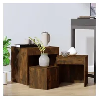 VidaXL Satztische 3 Stk. Räuchereiche Holzwerkstoff