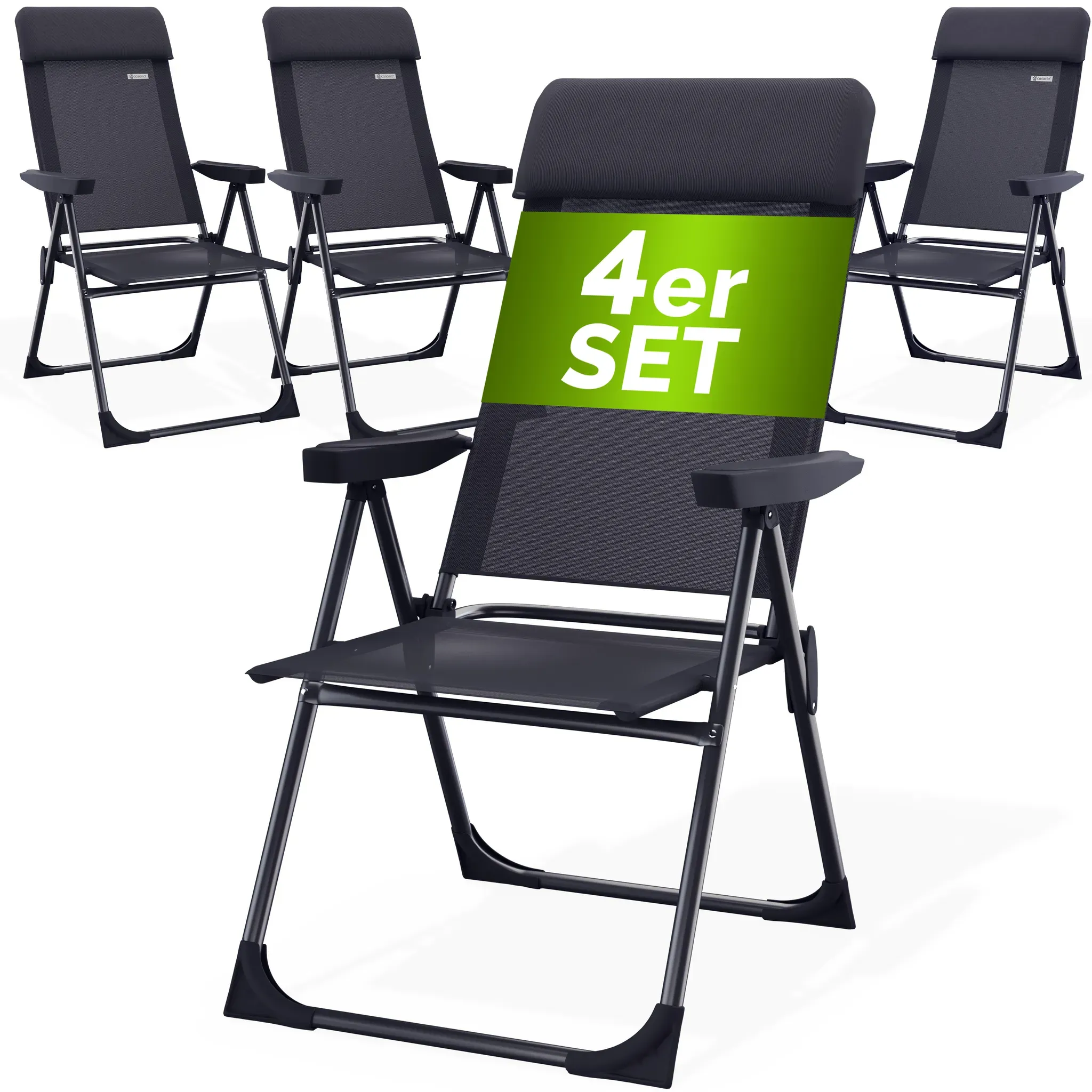 Garden Chair Set of 4 Anthracite Aluminium Foldable
