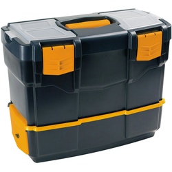 ArtPlast Werkzeugkiste L 420 x B 220 x H 340 mm mit 2 Organisatoren + Ablage + Fach für Elektrowerkzeuge