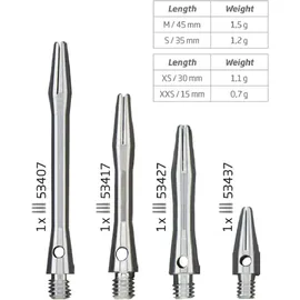 BULL'S Simplex Aluminium Shaft - extra short Silber