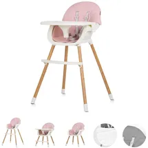 Chipolino Kinderhochstuhl Rio 2 in 1, Kinderstuhl rutschfeste Beine 5-Punkt-Gurt rosa