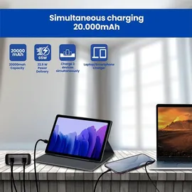 ewent EW1164, 20000 mAh, USB-C Ladegerät Power Bank EWENT 65W 20000 mAh USB-C Ladegerät