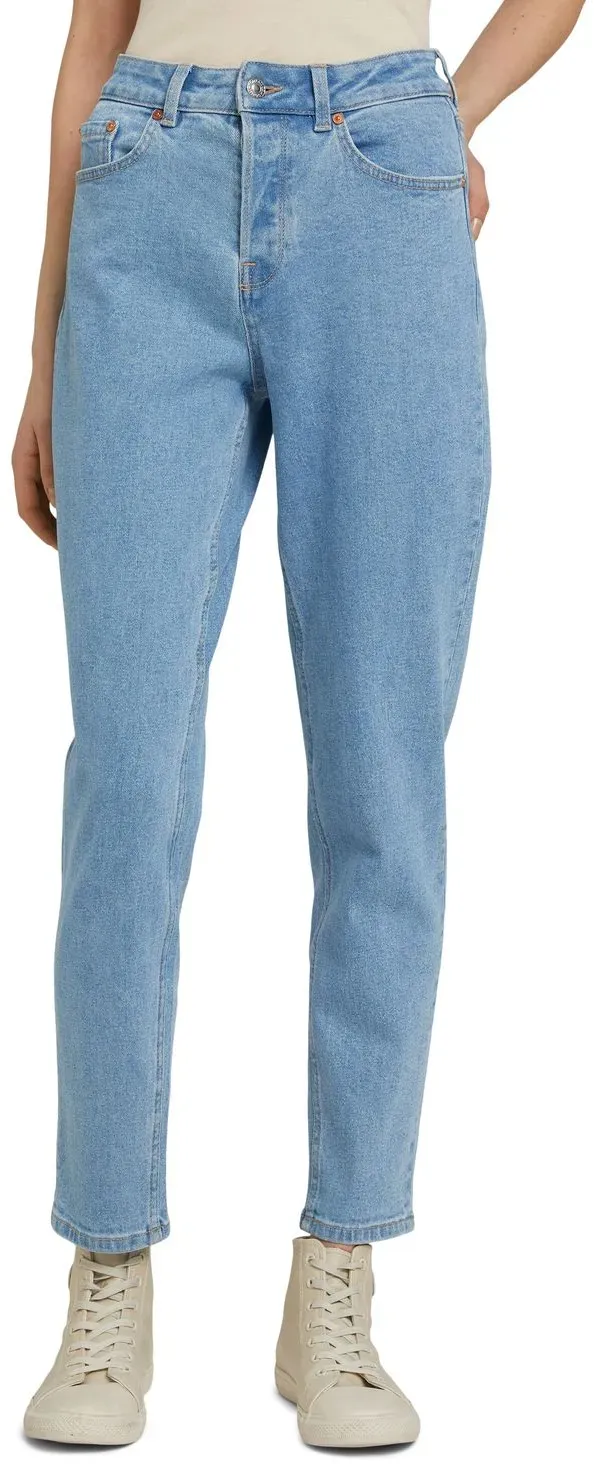 Tom Tailor Denim Damen Jeans MOM Relaxed Fit Clean Light Blau 10112 Hoher Bund Reißverschluss W 25