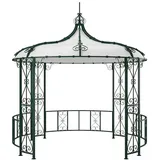 Vente-Unique Gartenpavillon, Waldgrün, Metall, Uni, Rund, 300x198x300 cm, Sonnen- & Sichtschutz, Pavillons & Pergolas, Pavillons