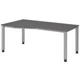 HAMMERBACHER QS18 höhenverstellbarer Schreibtisch grafit Trapezform, 4-Fuß-Gestell silber 180,0 x 80,0/100,0 cm