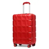 KONO Handgepäck Koffer Trolley Handgepäck 54cm Zwillingsrollen ABS Hartschalenkoffer Reisekoffer mit TSA Schloss 4 Rollen, 54x34x22cm (Koffer Handgepäck, Rot)