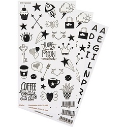 Porzellansticker Motive + Buchstaben, schwarz, 3 Bogen