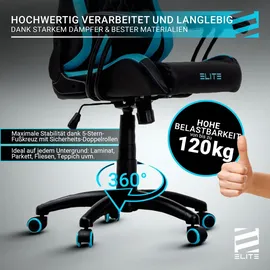 Elite Gaming-Stuhl für Kinder PULSE, ergonomisch, bis 120kg, verstellbare Höhe, Wippmechanik, Kissen (Weiß/Schwarz)