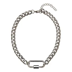 Halsreif URBAN CLASSICS "Urban Classics Unisex Fastener Necklace", silber, Halsketten, one size, Eisen-Zink, Eisen, Zink