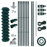 Estexo Maschendrahtzaun Komplettset 1,25 x 15 m Grün/Metall