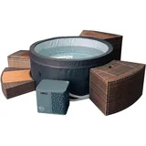NETSPA Ice Whirlpool halbstarr Rund Eisbad mit 5 kW Wärmepumpe inkl. Umrandung