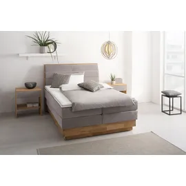 OTTO home Boxspringbett OTTO HOME "JENNA in verschiedenen Farben und Breiten erhältlich", grau (argento), B:164cm L:216cm, Komplettbetten, Boxspringbett, LED-Beleuchtung, mit zertifizierten, recycelten Bezugsstoffen