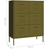 vidaXL Schubladenschrank 80 x 101,5 x 35 cm Olivgrün