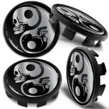 Biomar Labs Radnabenabdeckungen, 4 x 68 mm, kompatibel mit BMW, Felgendeckel, Nabenkappen, Felgenkappen, Radkappen, Alufelgen, schwarz Silber CBZ 2