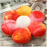 LANFIRE Kissen mit Blumen Bodenkissen Sitzkissen im Innenhof Dekokissen aus Plüsch Sitzkissen (30CM, Rot Gelb)