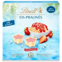 LINDT Schokolade Spaghetti-Eis Pralinés Schachtel Sommer Schokolade Pralinen Geschenk, 1 x 80 g, 1 St.