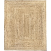 HAMID Jute Teppich, Alhambra Teppich Handgewebt 100% Naturfaser de Jute, Wohnzimmer, Schlafzimmer, Flurteppich, Farbe Natur (250x300cm)