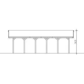 SKANHOLZ Satteldach-Carport Wallgau 3,80 x 9,00 m grau mit roten Schindeln