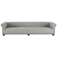 JVmoebel Chesterfield-Sofa, Creme Chesterfield Wohnzimmer Viersitzer Design Couchen Sofa Möbel grau