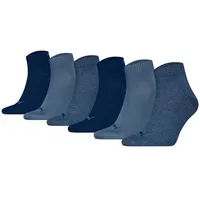 Puma Unisex Quarter Socken, 6er Pack - Quarter Plain ECOM 6P, Logo, uni Denim Blau 39-42