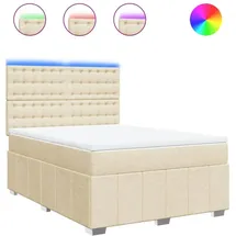 vidaXL Boxspringbett mit Matratze Creme 160x200 cm Stoff - Creme